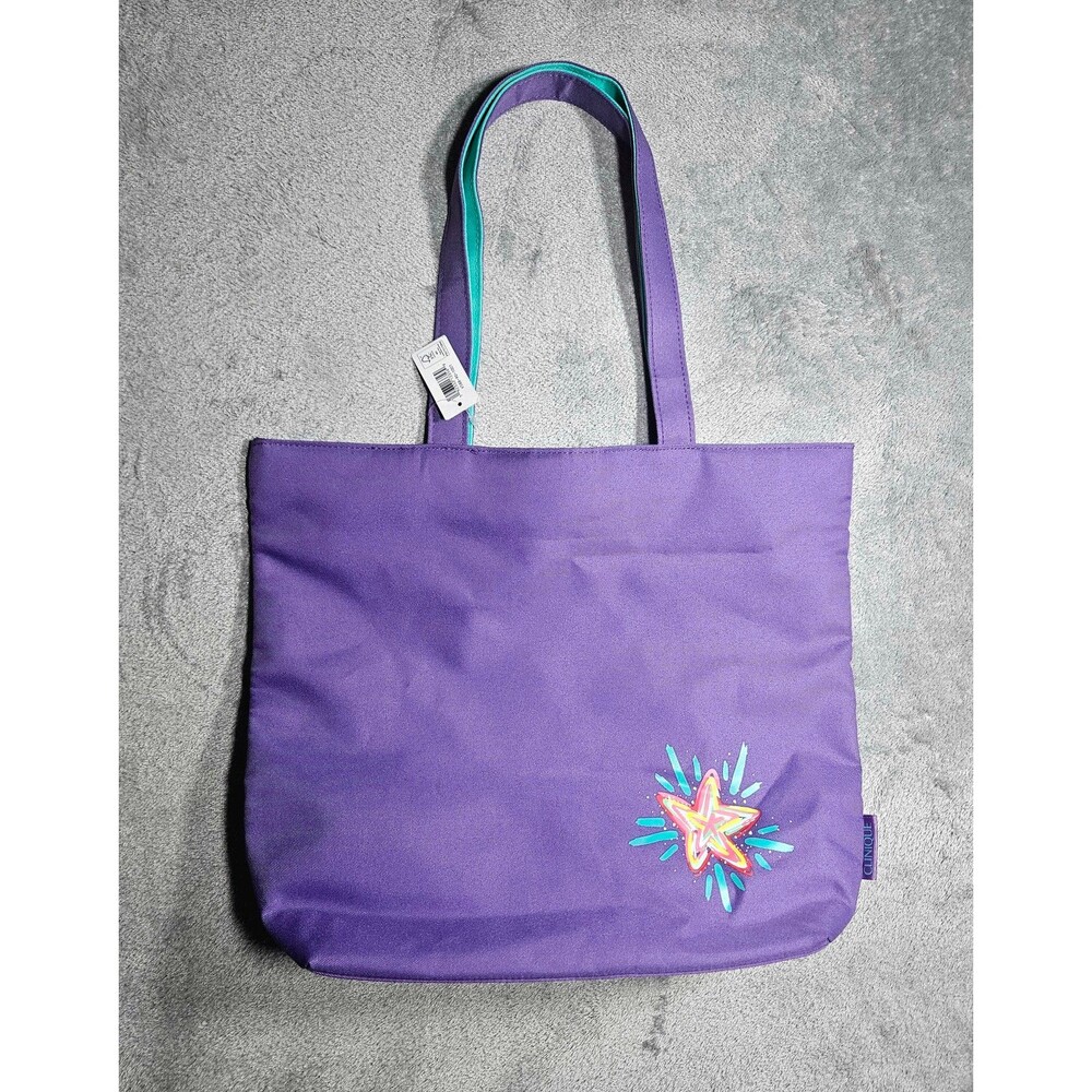 NWT Clinique Reversible Purple Teal Tote Bag Sz 13'x15'